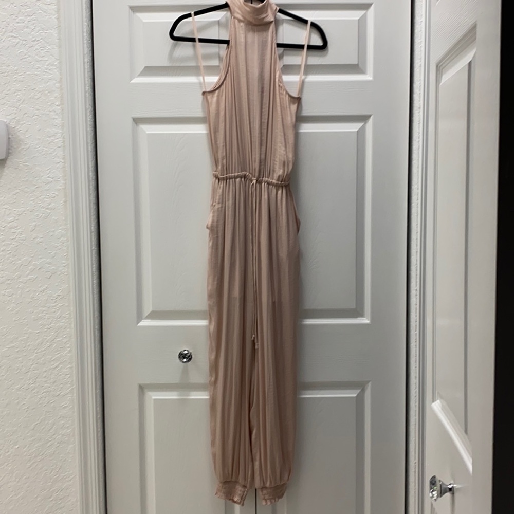 BLUSH NUDE JUMPSUIT. HALTER TOP FULL LENGTH